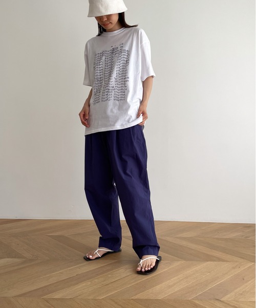 CANAL JEAN（キャナルジーン）の「El mar(エルマール) "human"オーバーサイズ半袖Tシャツ（Tシャツ/カットソー・レディース・チャコールグレー/ホワイト・ONE SIZE）」の5枚目の写真