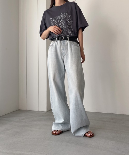 CANAL JEAN（キャナルジーン）の「El mar(エルマール) "human"オーバーサイズ半袖Tシャツ（Tシャツ/カットソー・レディース・チャコールグレー/ホワイト・ONE SIZE）」の8枚目の写真