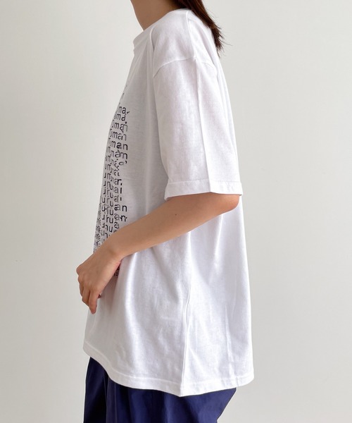 CANAL JEAN（キャナルジーン）の「El mar(エルマール) "human"オーバーサイズ半袖Tシャツ（Tシャツ/カットソー・レディース・チャコールグレー/ホワイト・ONE SIZE）」の10枚目の写真