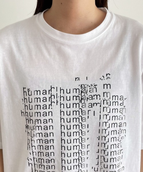 CANAL JEAN（キャナルジーン）の「El mar(エルマール) "human"オーバーサイズ半袖Tシャツ（Tシャツ/カットソー・レディース・チャコールグレー/ホワイト・ONE SIZE）」の12枚目の写真
