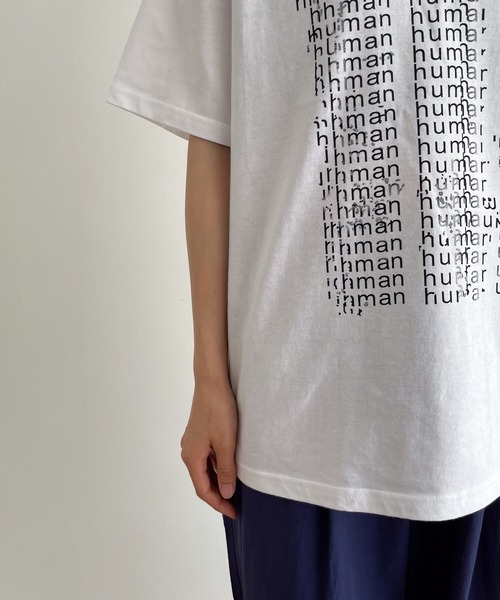 CANAL JEAN（キャナルジーン）の「El mar(エルマール) "human"オーバーサイズ半袖Tシャツ（Tシャツ/カットソー・レディース・チャコールグレー/ホワイト・ONE SIZE）」の13枚目の写真