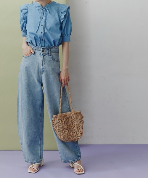 FREE'S MART（フリーズマート）の「◇デニムエッグパンツ（デニムパンツ・レディース・ライトインディゴブルー/ワンウォッシュ・MEDIUM/SMALL）」の6枚目の写真