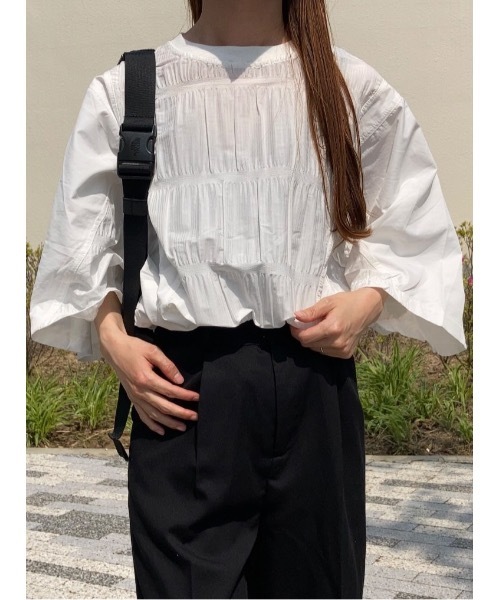 ANOTHER S(アナザーエス)の「ドローコードビッグシルエットTシャツ(Tシャツ/カットソー・レディース・ホワイト/ブラック・FREE)」の1枚目の写真