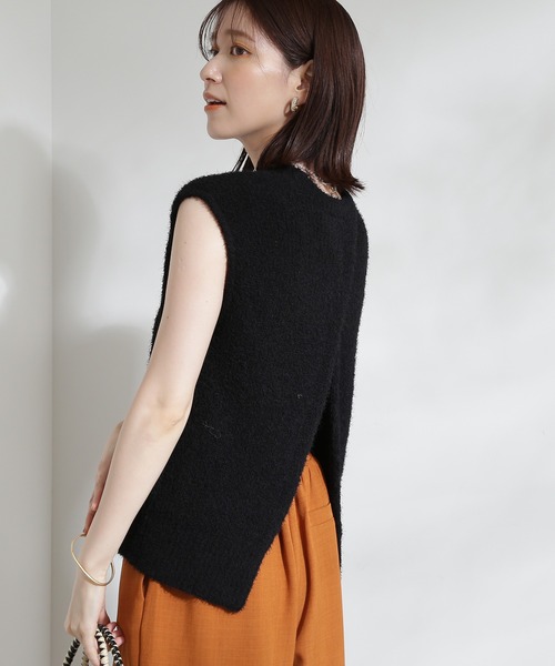 N.（N. Natural Beauty Basic）（エヌエヌナチュラルビューティーベーシック）の「◆起毛ニットタンク（ニット/セーター・レディース・オフホワイト/ブラック/イエロー・MEDIUM）」の3枚目の写真