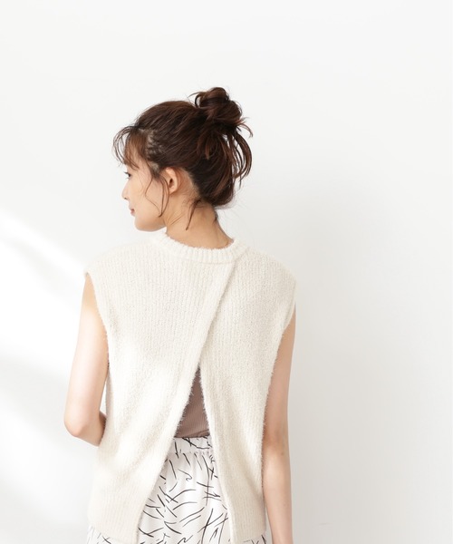 N.（N. Natural Beauty Basic）（エヌエヌナチュラルビューティーベーシック）の「◆起毛ニットタンク（ニット/セーター・レディース・オフホワイト/ブラック/イエロー・MEDIUM）」の6枚目の写真