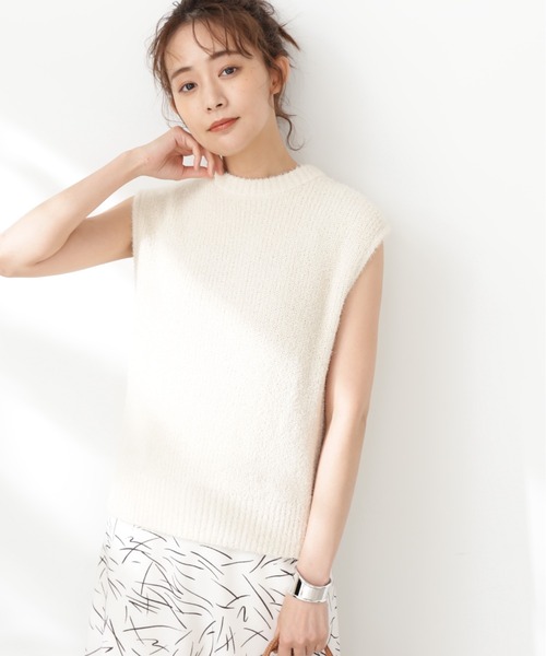 N.（N. Natural Beauty Basic）（エヌエヌナチュラルビューティーベーシック）の「◆起毛ニットタンク（ニット/セーター・レディース・オフホワイト/ブラック/イエロー・MEDIUM）」の4枚目の写真