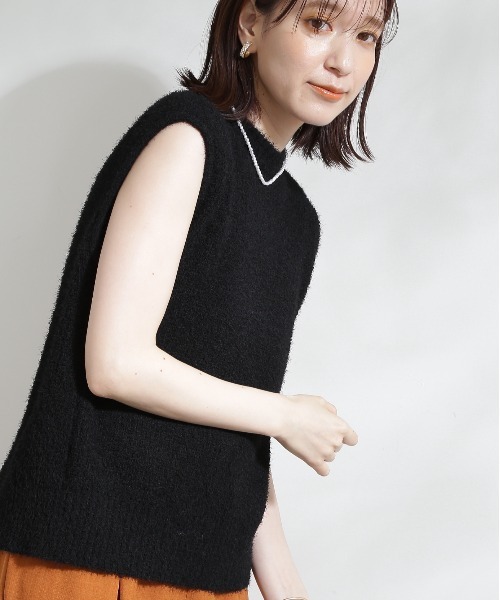N.（N. Natural Beauty Basic）（エヌエヌナチュラルビューティーベーシック）の「◆起毛ニットタンク（ニット/セーター・レディース・オフホワイト/ブラック/イエロー・MEDIUM）」の14枚目の写真