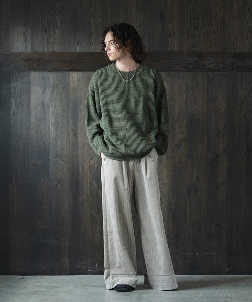 casper john 2点セット Rib stitch loose knit/リブステッチルーズニット（ニット