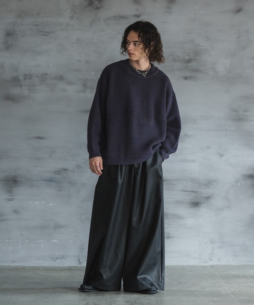 casper john 2点セット Rib stitch loose knit/リブステッチルーズニット（ニット
