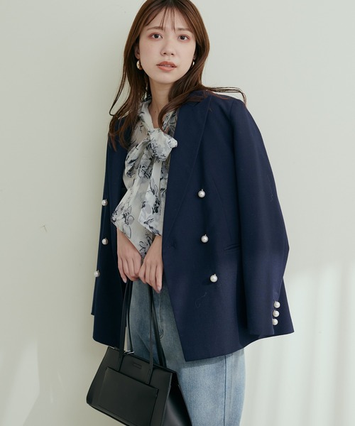 natural couture（ナチュラルクチュール）の「osonoパール釦テーラードジャケット（テーラードジャケット・レディース・ネイビー/ブラウン/その他1・FREE）」の15枚目の写真