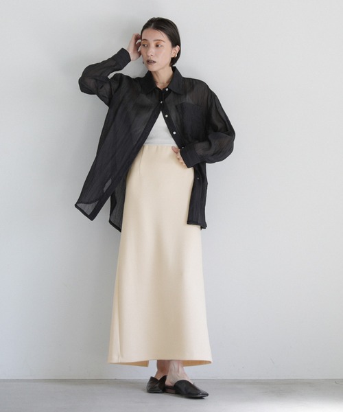 select MOCA(セレクトモカ)の「バックスリットストレッチナロースカート(スカート・レディース・アイボリー/ブラック/カーキ・SMALL/MEDIUM)」の19枚目の写真