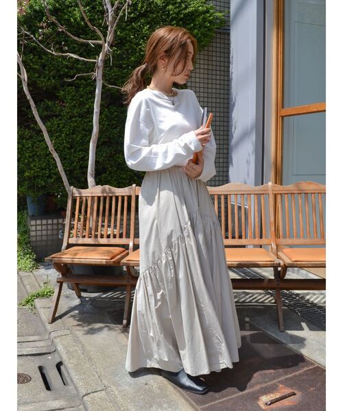 Ungrid（アングリッド）の「ラウンドロングスリーブTee（Tシャツ/カットソー・レディース・オフホワイト・FREE）」の3枚目の写真