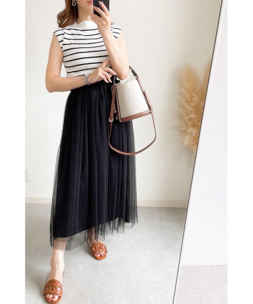 &. NOSTALGIA(アンドドットノスタルジア)の「【ZOZO限定】2wayボリュームチュールスカート(スカート・レディース・ブラック/グレイッシュベージュ・M)」の3枚目の写真