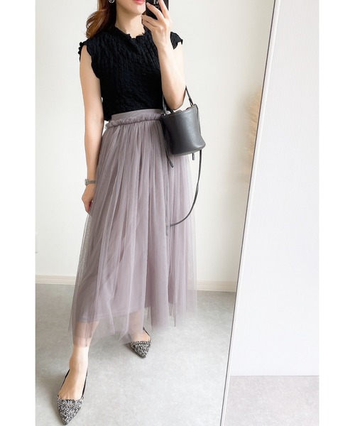 &. NOSTALGIA(アンドドットノスタルジア)の「【ZOZO限定】2wayボリュームチュールスカート(スカート・レディース・ブラック/グレイッシュベージュ・M)」の6枚目の写真