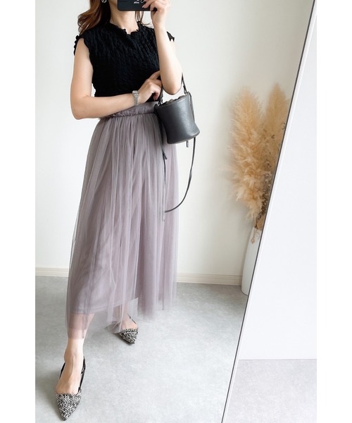 &. NOSTALGIA(アンドドットノスタルジア)の「【ZOZO限定】2wayボリュームチュールスカート(スカート・レディース・ブラック/グレイッシュベージュ・M)」の5枚目の写真