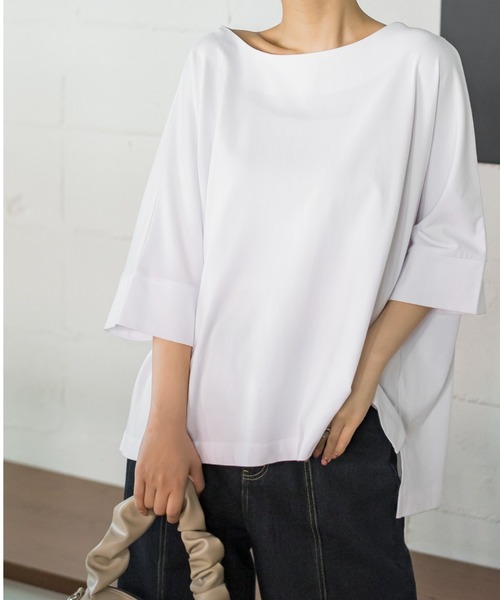 VICKY(ビッキー)の「【シンプルだからこそ着まわせる】ルーズカットプルオーバー《洗濯機で洗える》(Tシャツ/カットソー・レディース・ベージュ/ホワイト/ブラック・M)」の1枚目の写真