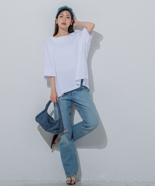 VICKY(ビッキー)の「【シンプルだからこそ着まわせる】ルーズカットプルオーバー《洗濯機で洗える》(Tシャツ/カットソー・レディース・ベージュ/ホワイト/ブラック・M)」の12枚目の写真
