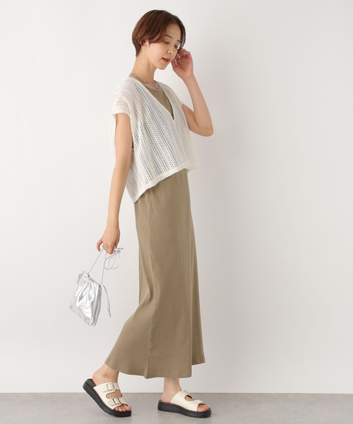 LEPSIM(レプシィム)の「メッシュプルオーバー*アメスリ2Pワンピース 966741(ワンピース・レディース・ブラック/アイボリー・FREE)」の2枚目の写真