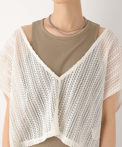 LEPSIM(レプシィム)の「メッシュプルオーバー*アメスリ2Pワンピース 966741(ワンピース・レディース・ブラック/アイボリー・FREE)」の4枚目の写真