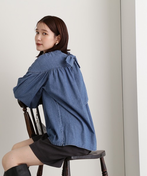 N.（N. Natural Beauty Basic）（エヌエヌナチュラルビューティーベーシック）の「◆ボウタイブラウス（シャツ/ブラウス・レディース・ブルー/ダークブルー・MEDIUM）」の19枚目の写真