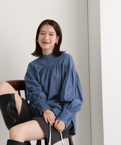 N.（N. Natural Beauty Basic）（エヌエヌナチュラルビューティーベーシック）の「◆ボウタイブラウス（シャツ/ブラウス・レディース・ブルー/ダークブルー・MEDIUM）」の15枚目の写真