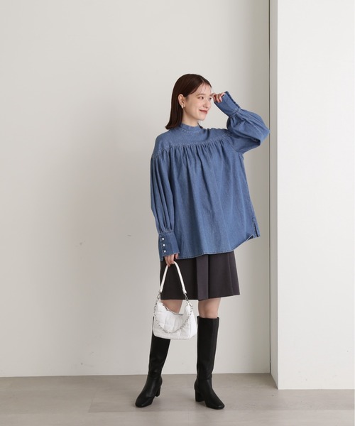 N.（N. Natural Beauty Basic）（エヌエヌナチュラルビューティーベーシック）の「◆ボウタイブラウス（シャツ/ブラウス・レディース・ブルー/ダークブルー・MEDIUM）」の5枚目の写真