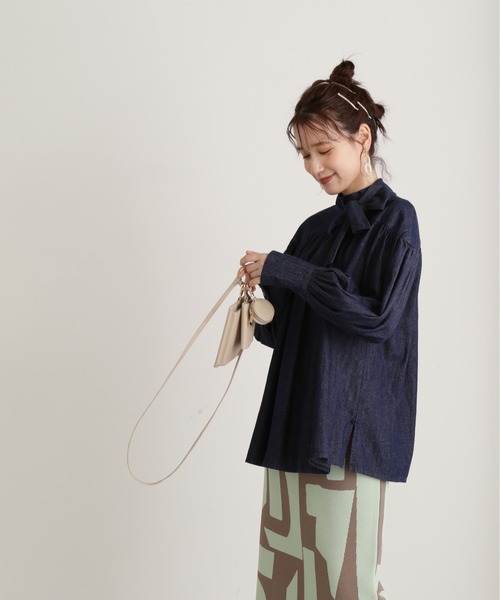 N.（N. Natural Beauty Basic）（エヌエヌナチュラルビューティーベーシック）の「◆ボウタイブラウス（シャツ/ブラウス・レディース・ブルー/ダークブルー・MEDIUM）」の11枚目の写真
