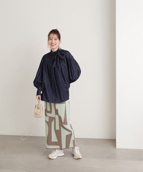 N.（N. Natural Beauty Basic）（エヌエヌナチュラルビューティーベーシック）の「◆ボウタイブラウス（シャツ/ブラウス・レディース・ブルー/ダークブルー・MEDIUM）」の14枚目の写真