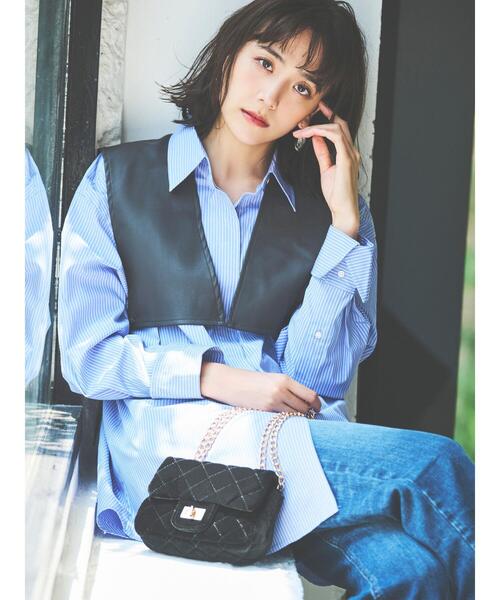 Te chichi(テチチ)の「サイドリボンショートベスト(ベスト・レディース・グレー/ブラック・F)」の1枚目の写真