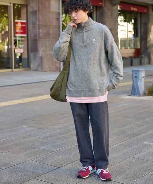 MONO-MART LADY'S(モノマートレディース)の「U.S. POLO ASSN. 別注 ハーフジップメランジニットプルオーバー(ニット/セーター・レディース・アイボリー/グレー/イエロー/ブラウン/ネイビー・FREE)」の14枚目の写真