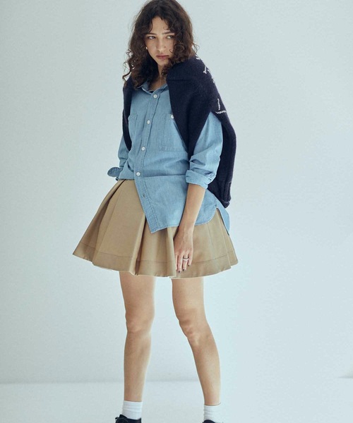 SEA　チノ　プリーツ　スワンスカート　日本製 SEA（シー）の「チノ プリーツ スワンミニスカート（スカート）」 - WEAR