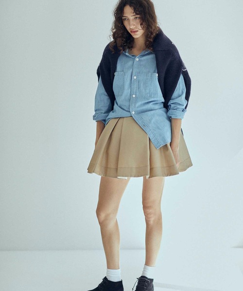 SEA チノ プリーツ スワンスカート ベージュ 1 SEA（シー）の「チノ プリーツ スワンミニスカート（スカート）」 - WEAR