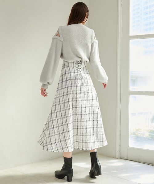 MAJESTIC LEGON（マジェスティックレゴン）の「バックレースアップハイウエストスカート（スカート・レディース・ブラック系その他/ベージュ系その他2/ホワイト系その他・MEDIUM/SMALL）」の10枚目の写真