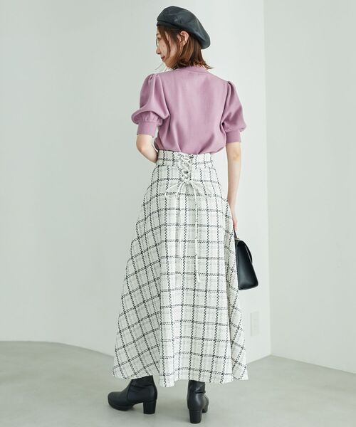 MAJESTIC LEGON（マジェスティックレゴン）の「バックレースアップハイウエストスカート（スカート・レディース・ブラック系その他/ベージュ系その他2/ホワイト系その他・MEDIUM/SMALL）」の15枚目の写真