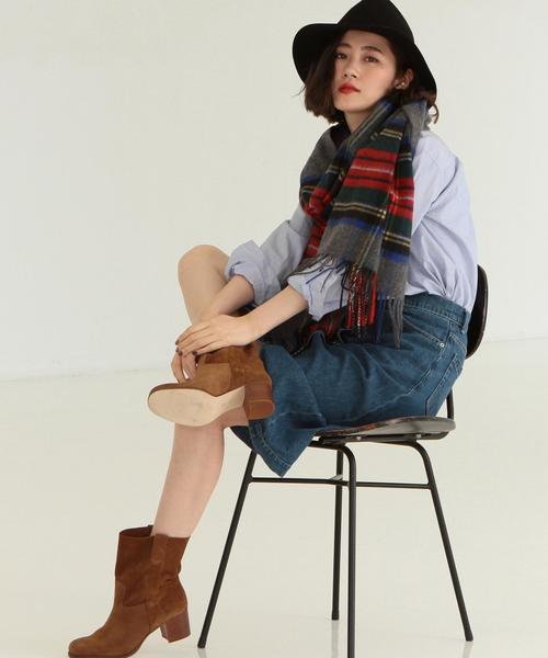 Johnstons of Elgin(ジョンストンズオブエルガン)の「<JOHNSTONS(ジョンストンズ)>チェック ストール†◆(ストール/ショール・レディース・Black/MD.Gray・フリー)」の6枚目の写真