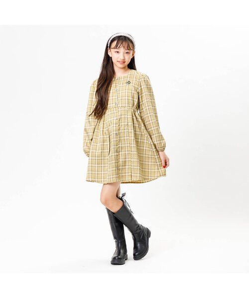 algy(アルジー)の「スクエアネック前ボタンワンピ(ワンピース・キッズ・ブラック/イエロー/インディゴブルー・SMALL/XX-SMALL/MEDIUM/X-SMALL)」の4枚目の写真
