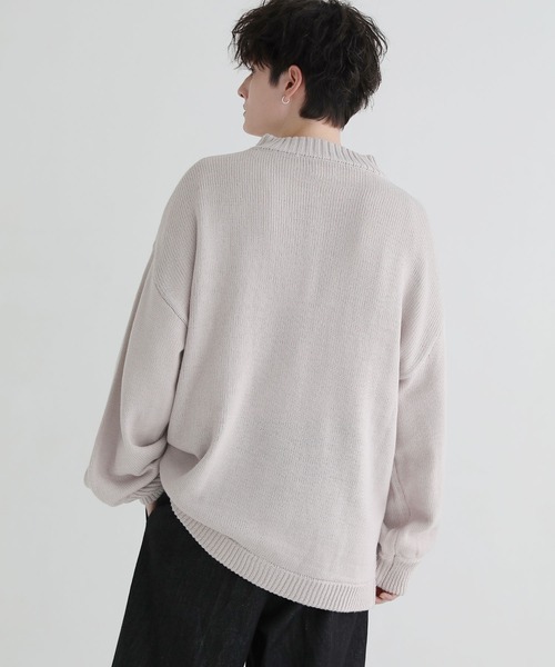 LILL(リル)の「ルーズシルエットバルーン袖ハーフジップニット(ニット/セーター・メンズ・アイボリー/ブラック/ブルーグレー/チャコールグレー/ダークブラウン・L/M/S/XL)」の6枚目の写真