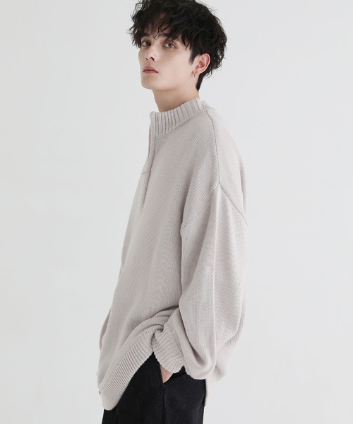 LILL(リル)の「ルーズシルエットバルーン袖ハーフジップニット(ニット/セーター・メンズ・アイボリー/ブラック/ブルーグレー/チャコールグレー/ダークブラウン・L/M/S/XL)」の7枚目の写真