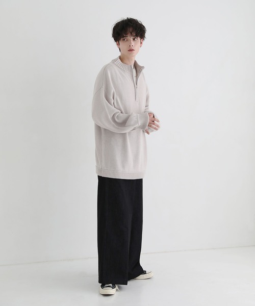 LILL(リル)の「ルーズシルエットバルーン袖ハーフジップニット(ニット/セーター・メンズ・アイボリー/ブラック/ブルーグレー/チャコールグレー/ダークブラウン・L/M/S/XL)」の14枚目の写真