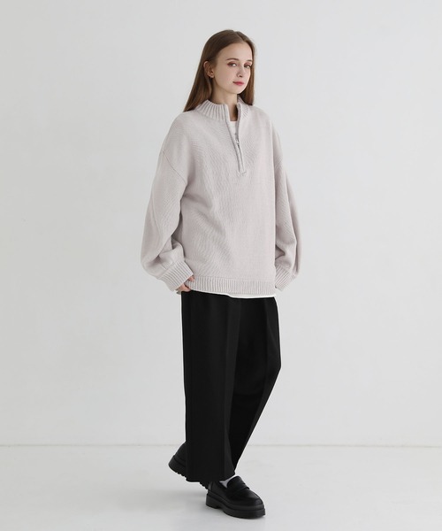 LILL(リル)の「ルーズシルエットバルーン袖ハーフジップニット(ニット/セーター・メンズ・アイボリー/ブラック/ブルーグレー/チャコールグレー/ダークブラウン・L/M/S/XL)」の22枚目の写真