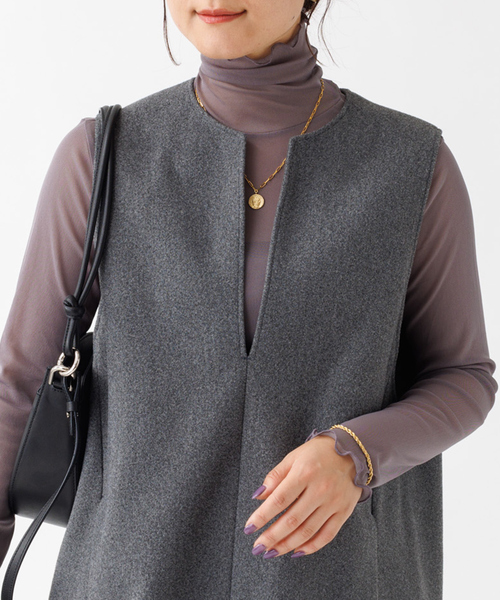 Rouge vif（ルージュヴィフ）の「【一部店舗限定】シアーカットソーチュールタートルプルオーバー（Tシャツ/カットソー・レディース・ブラック/グレー/アイボリー・フリー）」の3枚目の写真