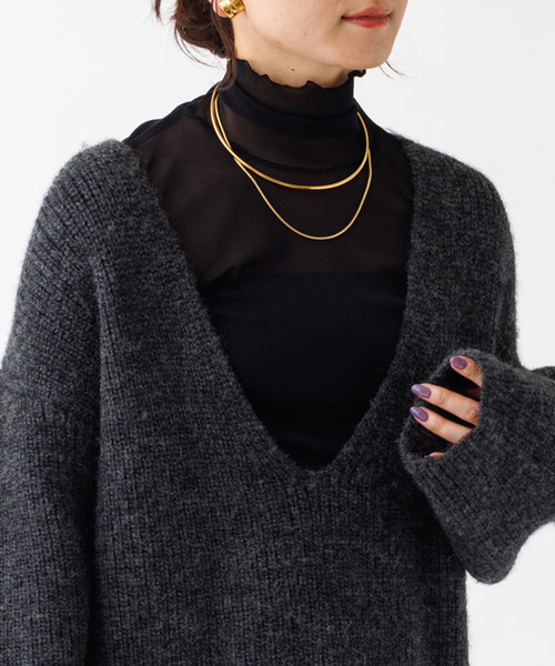 Rouge vif（ルージュヴィフ）の「【一部店舗限定】シアーカットソーチュールタートルプルオーバー（Tシャツ/カットソー・レディース・ブラック/グレー/アイボリー・フリー）」の16枚目の写真