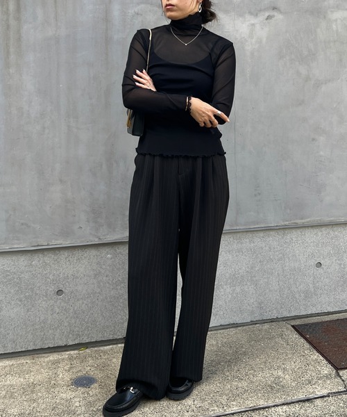 Rouge vif（ルージュヴィフ）の「【一部店舗限定】シアーカットソーチュールタートルプルオーバー（Tシャツ/カットソー・レディース・ブラック/グレー/アイボリー・フリー）」の7枚目の写真