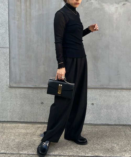 Rouge vif（ルージュヴィフ）の「【一部店舗限定】シアーカットソーチュールタートルプルオーバー（Tシャツ/カットソー・レディース・ブラック/グレー/アイボリー・フリー）」の8枚目の写真