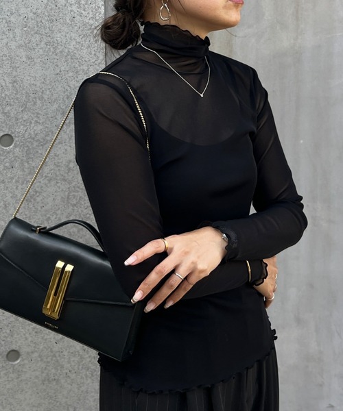 Rouge vif（ルージュヴィフ）の「【一部店舗限定】シアーカットソーチュールタートルプルオーバー（Tシャツ/カットソー・レディース・ブラック/グレー/アイボリー・フリー）」の5枚目の写真