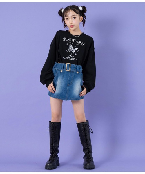 ANAP GiRL(アナップガール)の「アソートデザインクロップドトレーナー(スウェット・キッズ・ブラック/グレー/アイボリー・M/XS/S)」の20枚目の写真