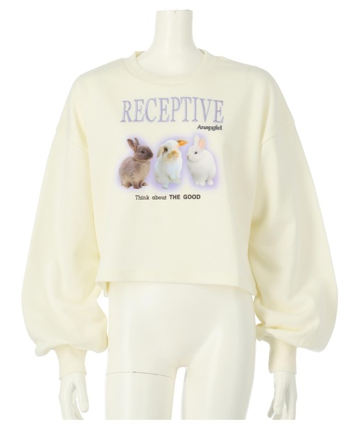 ANAP GiRL(アナップガール)の「アソートデザインクロップドトレーナー(スウェット・キッズ・ブラック/グレー/アイボリー・M/XS/S)」の7枚目の写真