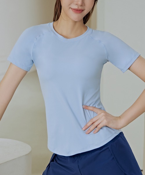 SAISON DE PAPILLON(セゾンドパピヨン)の「メッシュ切替前後丈差Tシャツドライシャツ(Tシャツ/カットソー・レディース・ブルー/パープル/グリーン/ブラック・M/XL/L)」の12枚目の写真