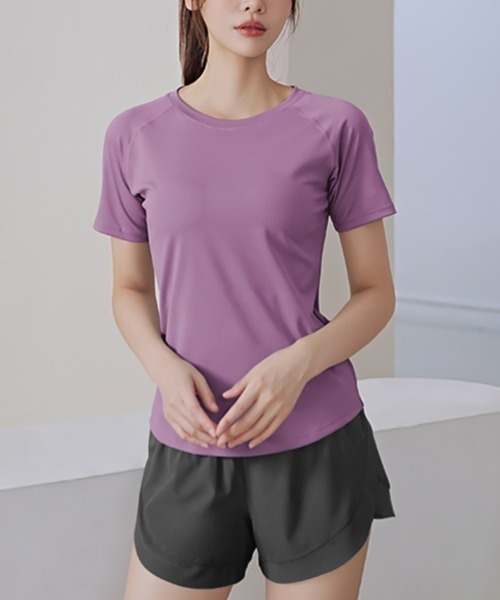 SAISON DE PAPILLON(セゾンドパピヨン)の「メッシュ切替前後丈差Tシャツドライシャツ(Tシャツ/カットソー・レディース・ブルー/パープル/グリーン/ブラック・M/XL/L)」の16枚目の写真