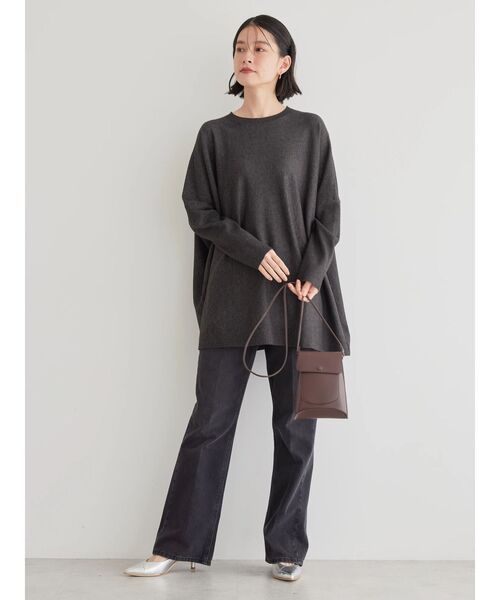 AMERICAN HOLIC（アメリカンホリック）の「バイパチポンチョライクBIGニットチュニック（チュニック・レディース・グレイッシュベージュ/グリーン/ストライプ/ブルー/チャコールグレー・FREE）」の15枚目の写真
